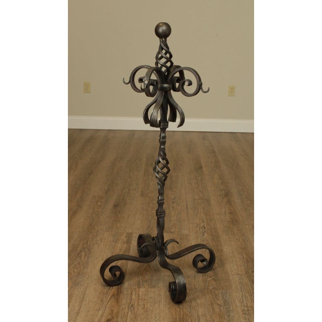 Arts & Crafts Hand Forged Custom Twisted Iron Set Fire Place Tools For Sale - Image 3 of 13