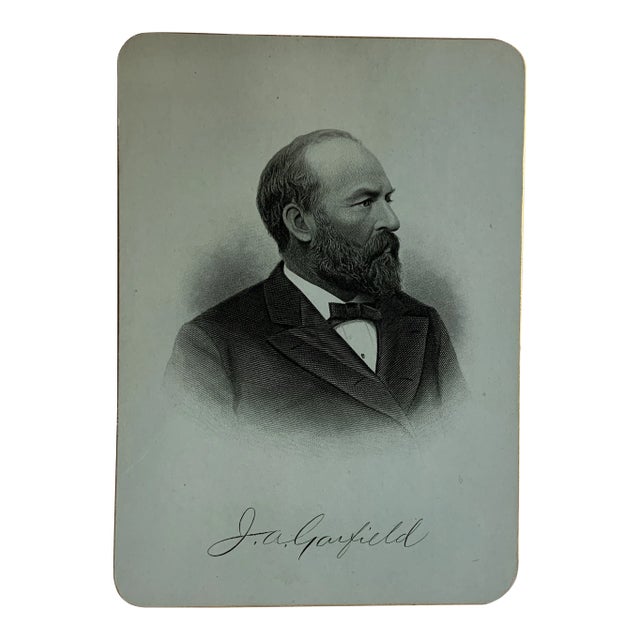 1881 James Garfield Portrait Steel Engraving Print For Sale