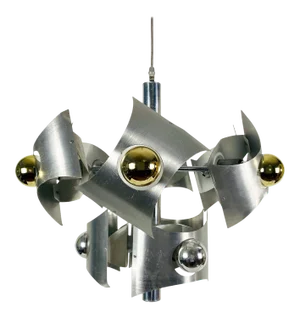 1960s Italian Space Age Chrome Chandelier, Italy