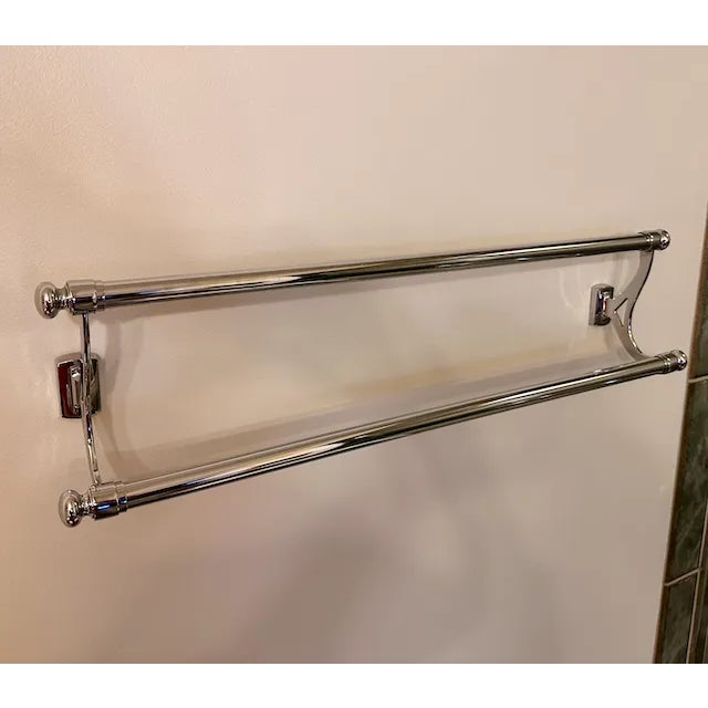 Restoration Hardware Traditional Double Towel Bar, Solid Chrome, Restoration Hardware For Sale - Image 4 of 5