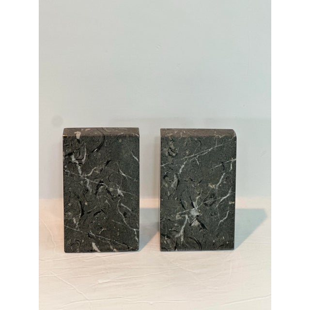 Mid-Century Modern 1970s Vintage Triangular Grey Marble Stone Bookends - a Pair For Sale - Image 3 of 8