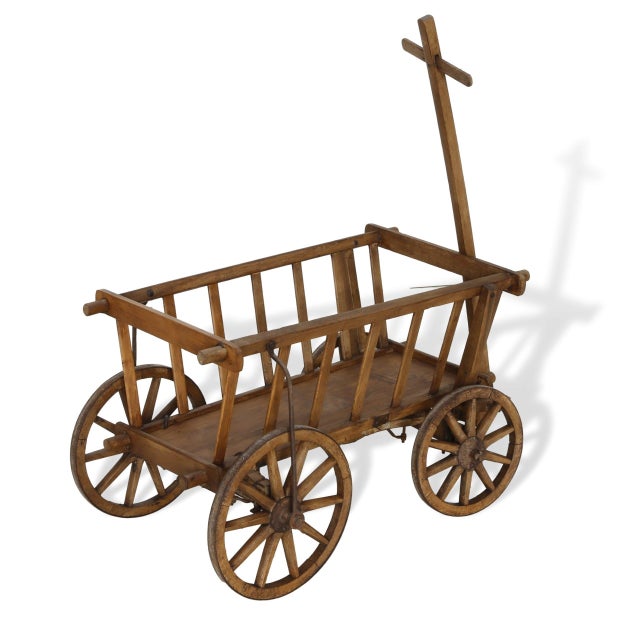 Vintage Garden Cart in Beech, 1940s For Sale - Image 4 of 5
