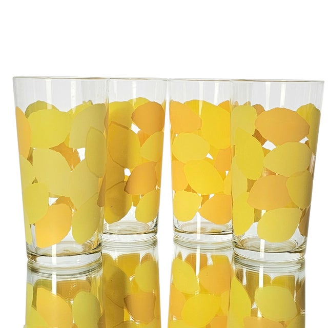 Libbey Glass Co. Libby Lemon Yellow Vintage Iced Tea Tumblers – Set of 4 Large Mid-Century Glasses For Sale - Image 4 of 9