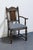 Vintage Antique Solid Oak Rustic Gothic Jacobean Tudor Style Dining Arm Chair For Sale - Image 4 of 11