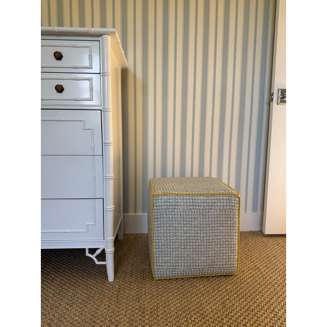 Martyn Lawrence Bullard Custom Upholstered Ottoman Stool For Sale - Image 4 of 5