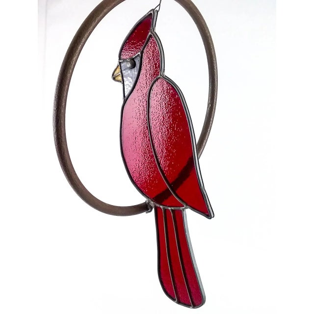 1960s glass Cardinal which hung in the indoor greenhouse. This beauty is in wonderful vintage condition. Only his foot has...