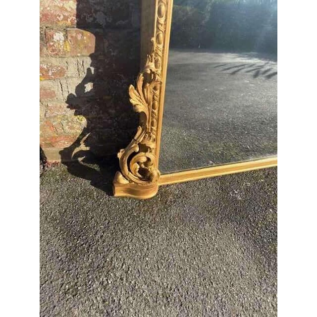 Large Antique English Arched Top Gilt Overmantle Mirror, 19th Century For Sale - Image 4 of 8