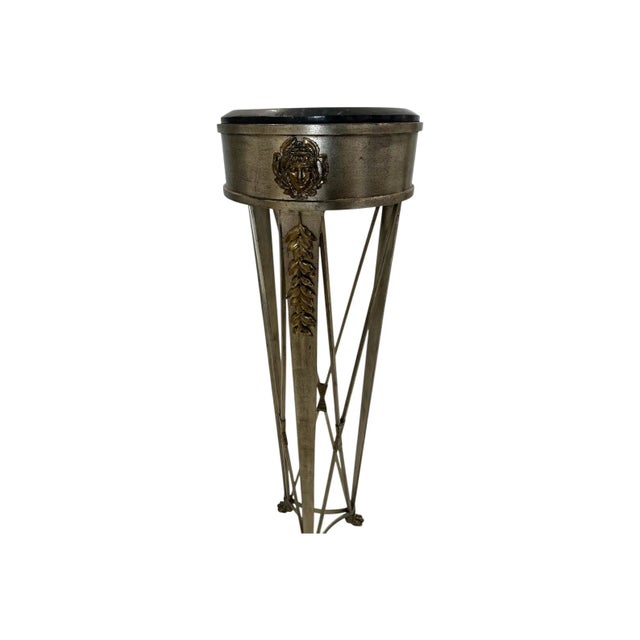 Late 20th Century Maitland Smith French Directoire Style Silver Leaf and Bronze Tall Pedestal For Sale - Image 5 of 9
