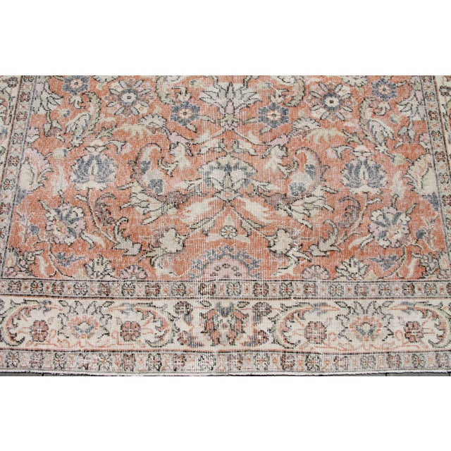 Burnt Orange Vintage Hand Knotted Turkish Area Rug - 74" X 120" For Sale In Raleigh - Image 6 of 11