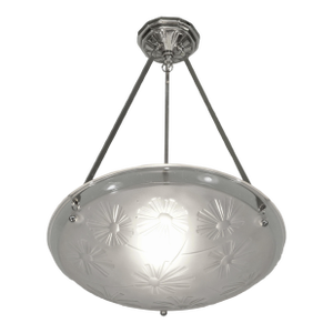 French Art Deco Pendant Light by Degue 1930 France - 2 Available