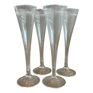Vintage Etched Crystal Champagne Flutes – Set of 4