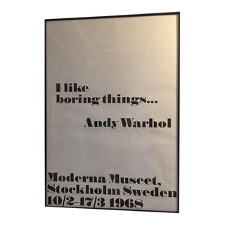 "I Like Boring Things" Pop Art Print Poster by Andy Warhol For Sale