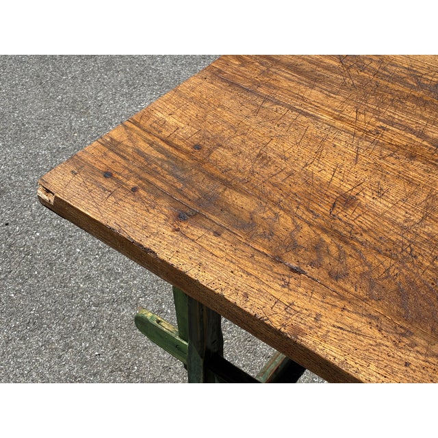 Pine Double Stretcher Base Work Table For Sale - Image 11 of 14