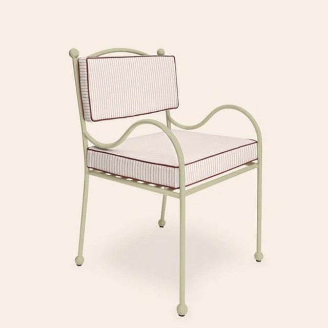 Metal Panarea Armchair in Red and Cream Striped Upholstery by Ceraudo, 2010s For Sale - Image 7 of 7