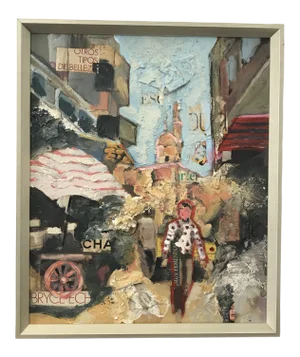 Textural, City Scape With Figure by Artist José Rojas