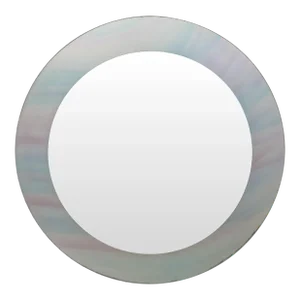 David Marshall Signed Modern Stained Glass Pastel Color Round Frame Mirror