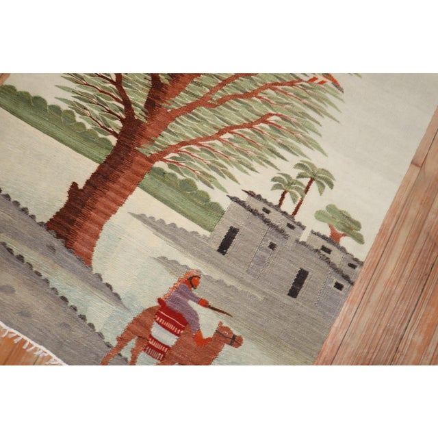 Late 20th Century Zabihi Collection Scenic Pictorial Turkish Kilim - 3'3" x 4'5" For Sale In New York - Image 6 of 8