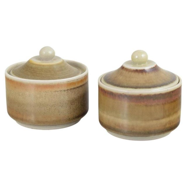 1970s Vintage Lidded Jars in Stoneware by John Andersson for Höganäs, 1970s, Set of 2 For Sale - Image 5 of 5