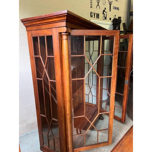 Antique American Empire Carved Wood Double Glass Door Bookcase For Sale In Washington DC - Image 6 of 11