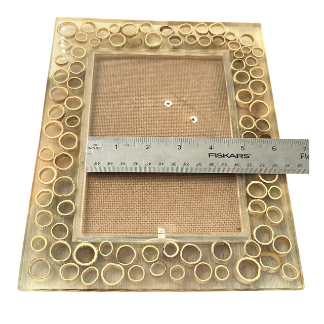 Wood Vintage Lucite & Bamboo Slice Picture Frame for 5"x7" Picture – Crespi Organic Modern / Coastal Style For Sale - Image 7 of 8