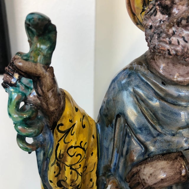 Ceramic Vintage Italian Hand Painted Ceramic Royal Figure - Holiday Decor For Sale - Image 7 of 12