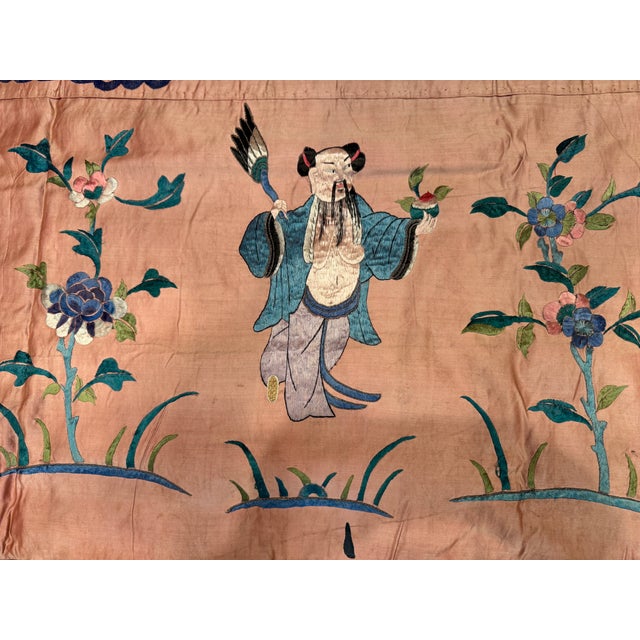 Figurative Ceremonial Chinese Emboidered Hanging Late Qing Dynasty 144 X Height 39 For Sale - Image 3 of 11