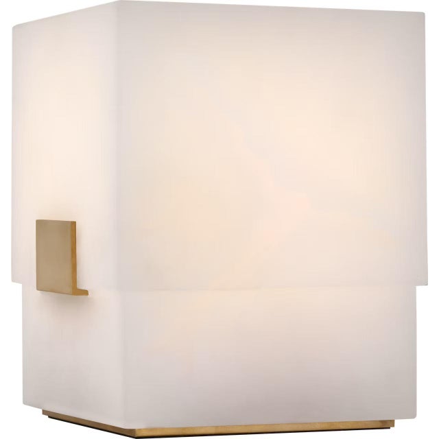 Modern Kelly Wearstler by Visual Comfort Signature Covet 6" Rechargeable Accent Lamp in Alabaster and Antique-Burnished Brass For Sale - Image 3 of 3