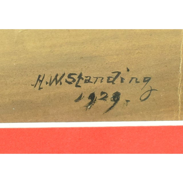 Traditional Lady Driving a 2-Horse Carriage C1929 Gouache by H. W. Standing (1894 - 1931) For Sale - Image 3 of 7