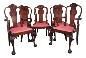 19th Century Mahogany Dining Chairs, Set of 8