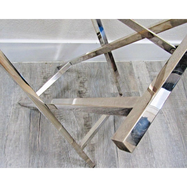 Chrome Elegant 1970s Chrome Campaign Folding Table Base Luggage Rack For Sale - Image 8 of 11