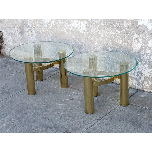 MidCentury Glass & Brass Side Tables A Pair Chairish