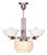 Art Deco Chandelier in Oak, Brass, and Opaline Glass, Czech, 1920s For Sale