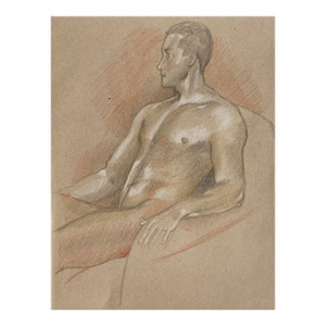 Ron Yrabedra Seated Male Nude Figure Drawing