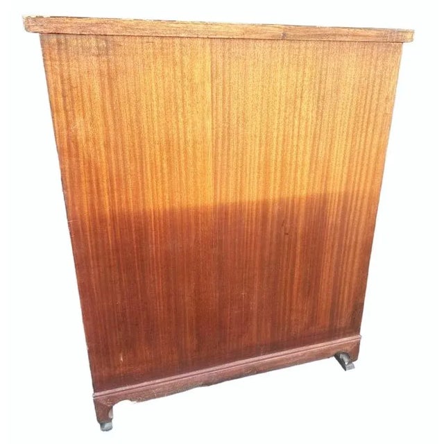 Korean Elmwood and Brass Campaign Style Secretary Desk - Vintage Late 20th Century For Sale - Image 9 of 9