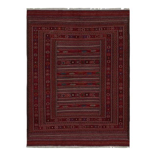 1950s Vintage Baluch Tribal Kilim in Red With Geometric Patterns, From Rug & Kilim For Sale