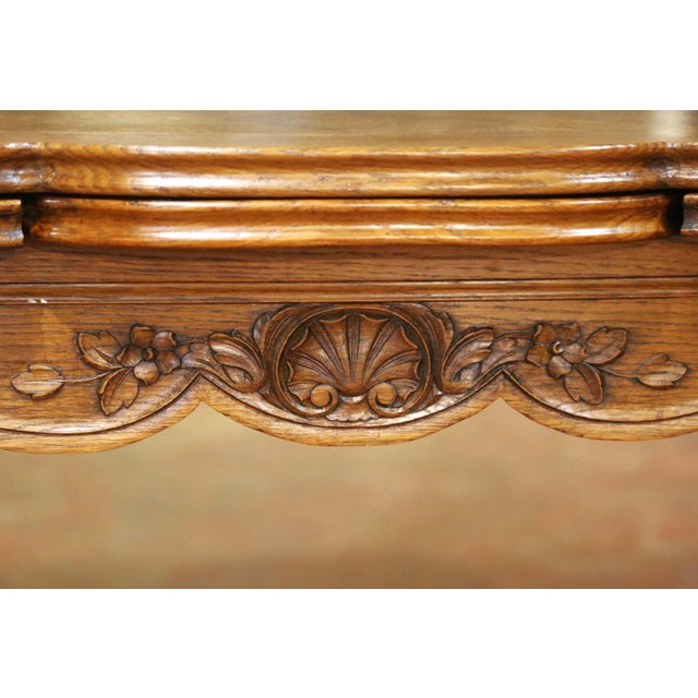 Wood 20th Century French Louis XV Oak Parquetry Refectory Dining Table With Leaves For Sale - Image 7 of 13