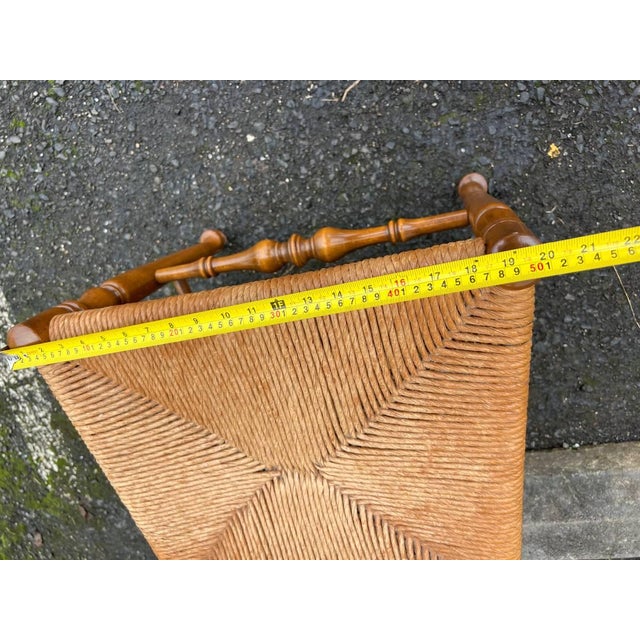 Vintage French Country Style High Ladder Back Maple Rush Seat Dining Chairs, 1960s - Set of 6. Possibly by Ethan Allen For Sale - Image 12 of 17