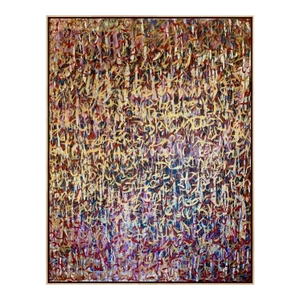 "Kinetic" Original 48"x60" Acrylic on Canvas Abstract Painting With Maple Floater Frame by Pamela Harmon