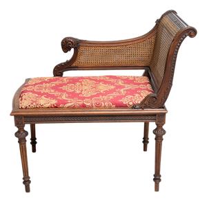Antique Napoleon III Bench in Solid Walnut, 19th Century