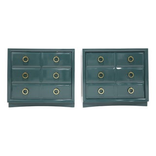 Pair of Robsjohn-Gibbings for Widdicomb Chests Newly Lacquered in Deep Green For Sale