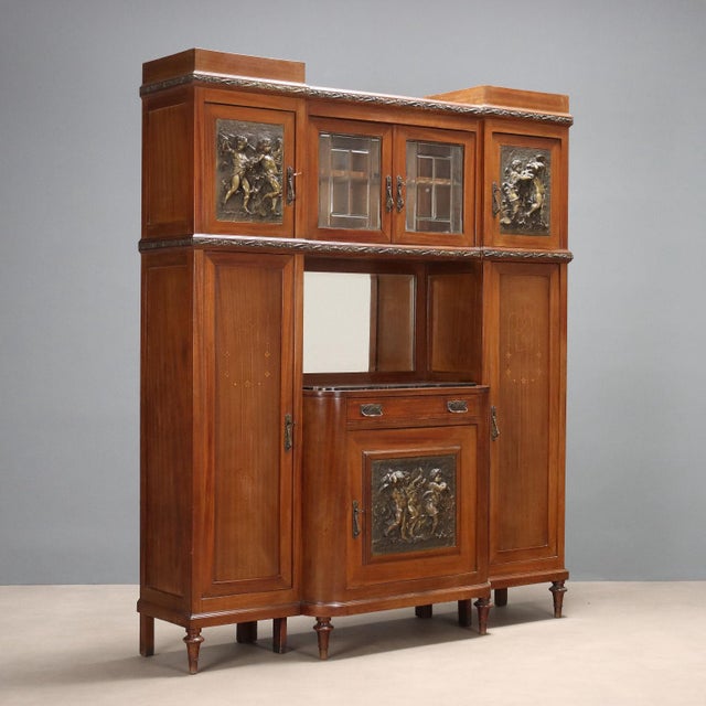 Art Nouveau Cabinet in Mahogany and Marble For Sale - Image 16 of 16