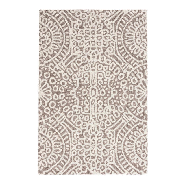 Dash & Albert by Annie Selke Temple Taupe Micro Hooked Wool Rug, 2'6" x 8' For Sale