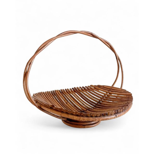 Vintage Rattan Fruit Bowl Basket Centerpiece by Franco Albini, 1950s For Sale - Image 11 of 16