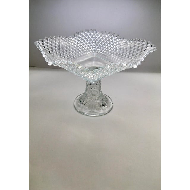 1950s L. E. Smith Diamond Point Ruffle Edged Compote Dish For Sale - Image 10 of 10