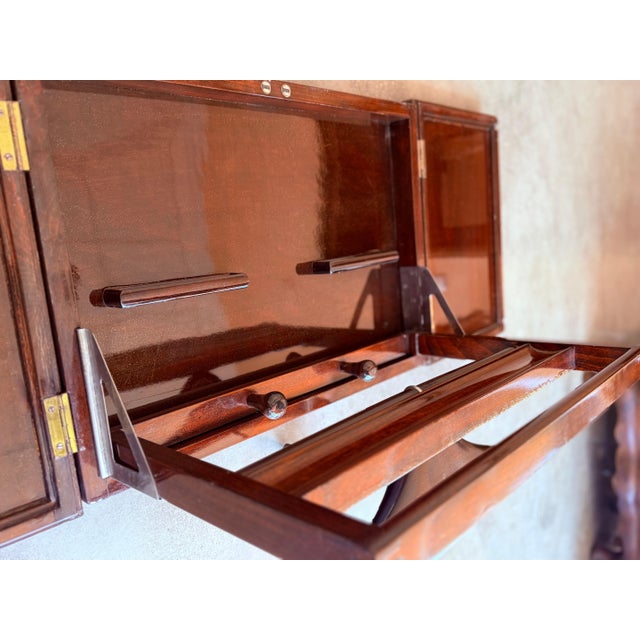 Mid Century Modern Italian Foldable Valet in Mahogany with Hanger For Sale - Image 11 of 18