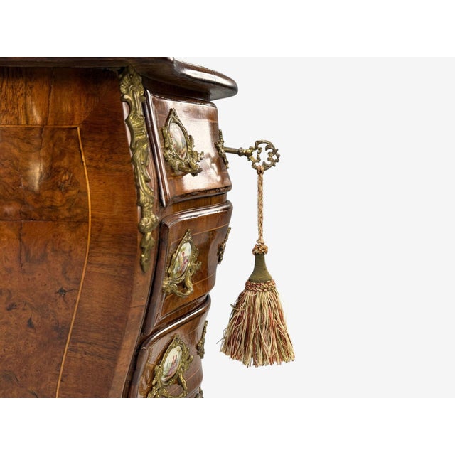 Louis XV Style, Small Bombay Chest, Walnut, Porcelain, Bronze, Austria, 19th C. For Sale - Image 15 of 15
