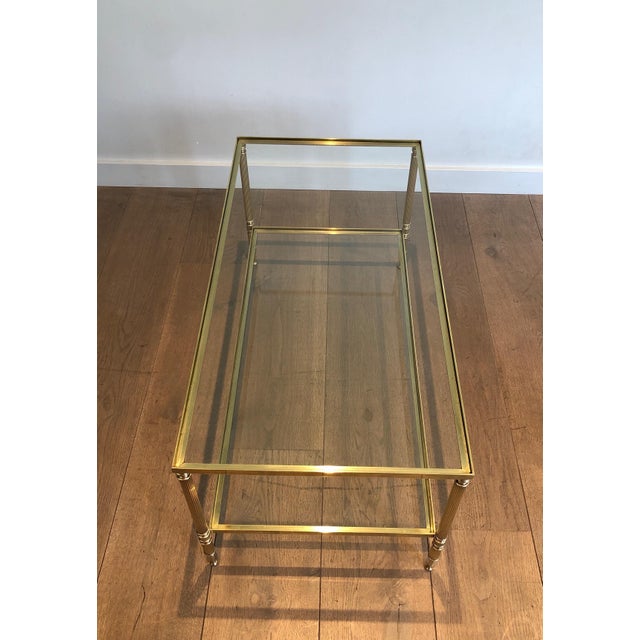 Brass Brass Rectangular Coffee Table in the Style of Maison Jansen, circa 1940 For Sale - Image 8 of 12