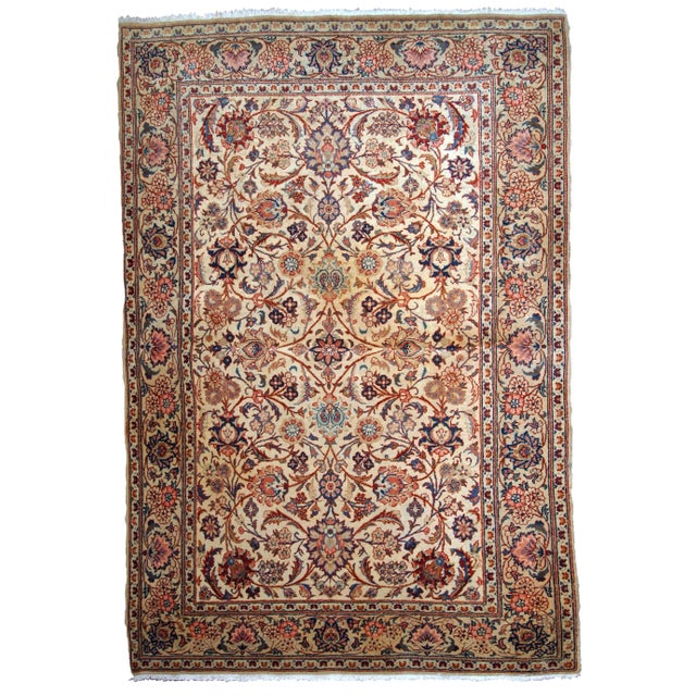 Beige Early 20th Century Handmade Antique Persian Kashan Rug For Sale - Image 8 of 8