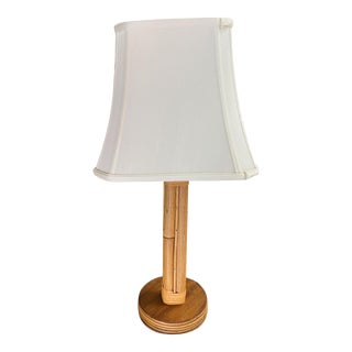 Restored Mid-Century Eight-Strand Stick Rattan Table Lamp, Pair For Sale