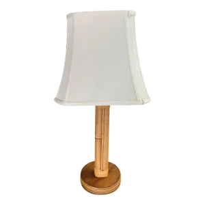 Restored Mid-Century Eight-Strand Stick Rattan Table Lamp, Pair